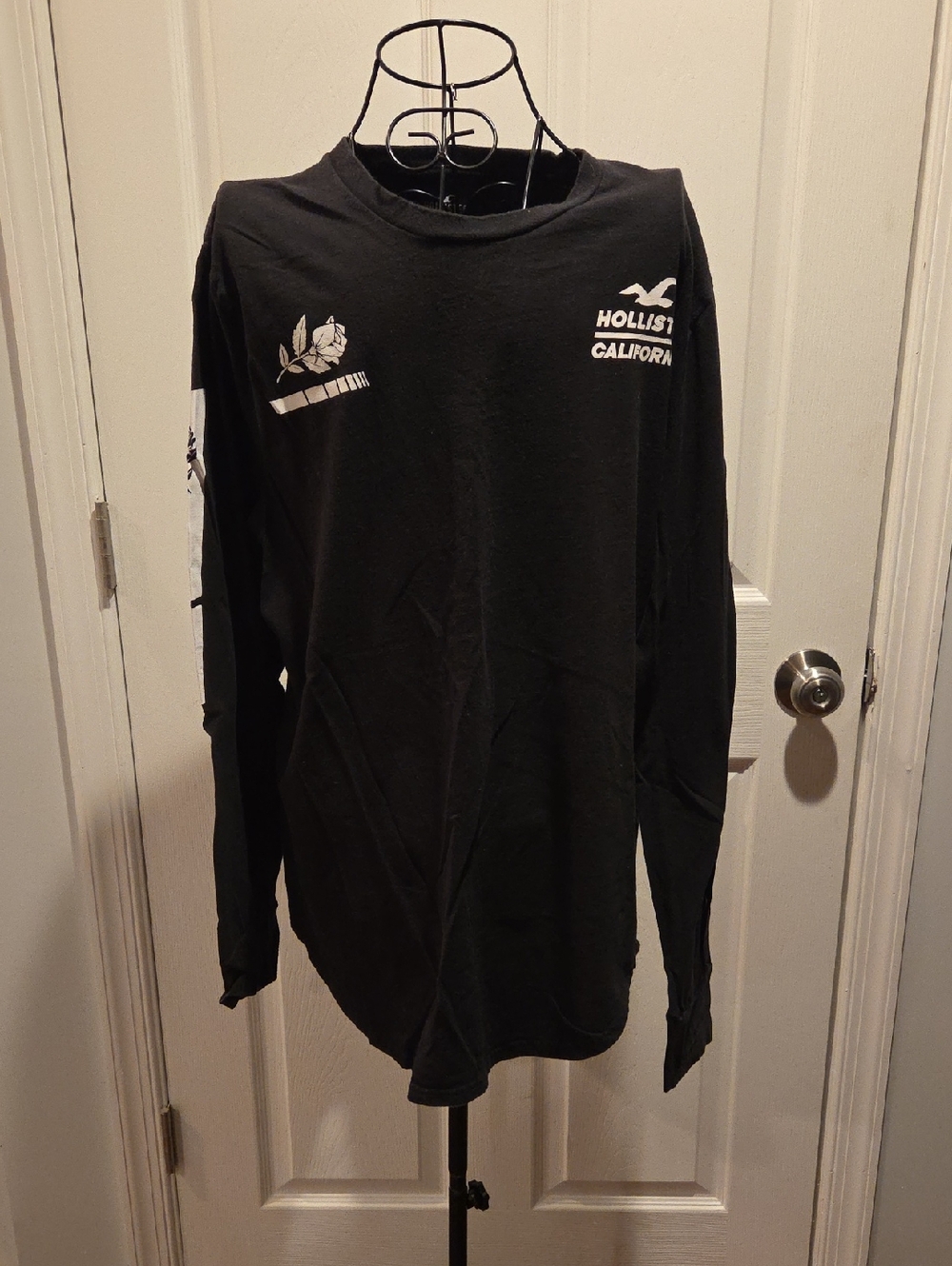 Hollister Black Long Sleeve Logo Graphic Tee